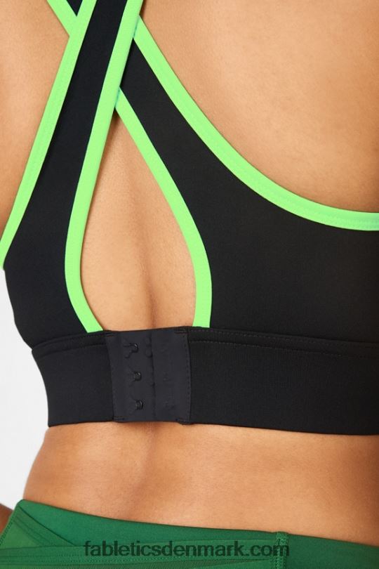 Fabletics Kvinder blaar cross back medium impact sports bh PNX2T1884 sort/lime twist