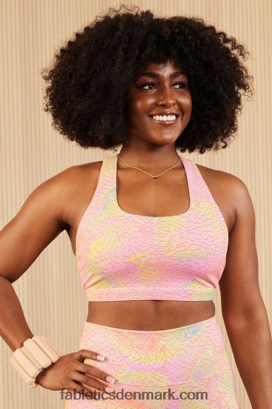 Fabletics Kvinder boost medium impact sports bh 118 PNX2T1773 koralleopard/lyserød smørcreme/sukkerlime