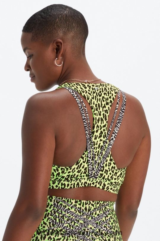 Fabletics Kvinder boost medium impact sports bh 119 PNX2T1778 highlighter bølget gepard/marmoreret zebra