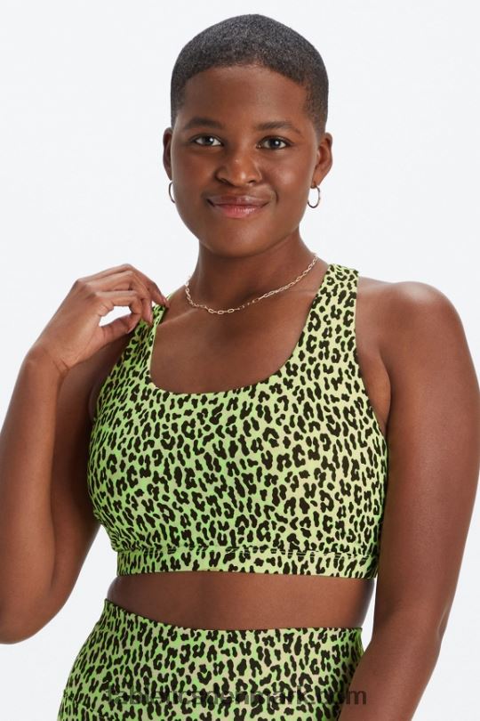 Fabletics Kvinder boost medium impact sports bh 119 PNX2T1778 highlighter bølget gepard/marmoreret zebra