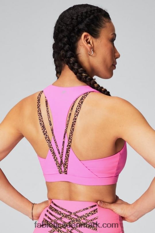 Fabletics Kvinder boost medium impact sports bh 119 PNX2T1779 elektrisk rose/bølget gepard