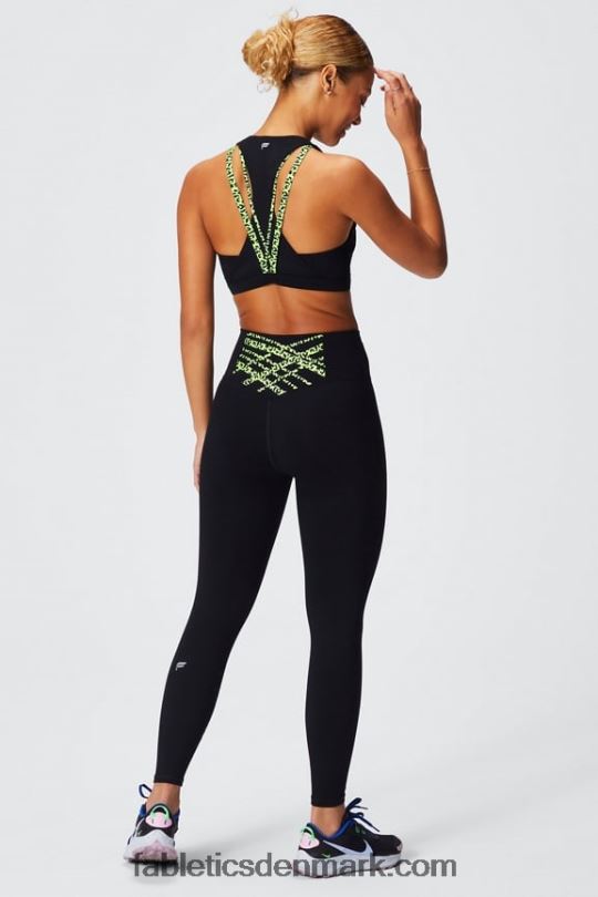 Fabletics Kvinder boost medium impact sports bh 119 PNX2T1780 sort/highlighter bølget gepard
