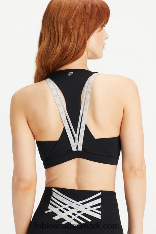 Fabletics Kvinder boost medium impact sports bh 120 PNX2T1781 sort/reflekterende sølv