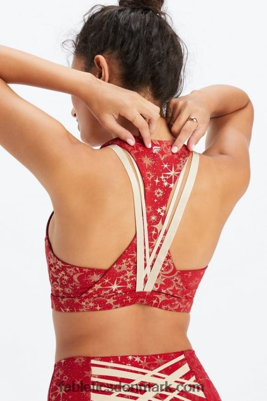 Fabletics Kvinder boost medium impact sports bh 120 PNX2T1783 dyb rød folie stjernestøv/guld