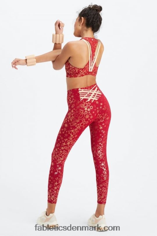 Fabletics Kvinder boost medium impact sports bh 120 PNX2T1783 dyb rød folie stjernestøv/guld