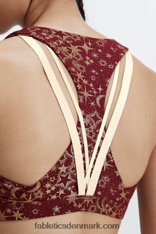 Fabletics Kvinder boost medium impact sports bh 121 PNX2T1787 portvin stjernestøv/guld