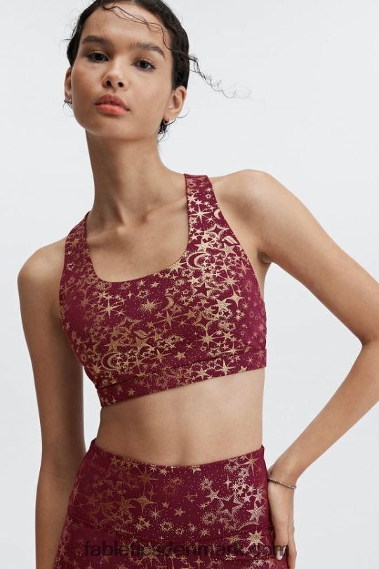 Fabletics Kvinder boost medium impact sports bh 121 PNX2T1787 portvin stjernestøv/guld