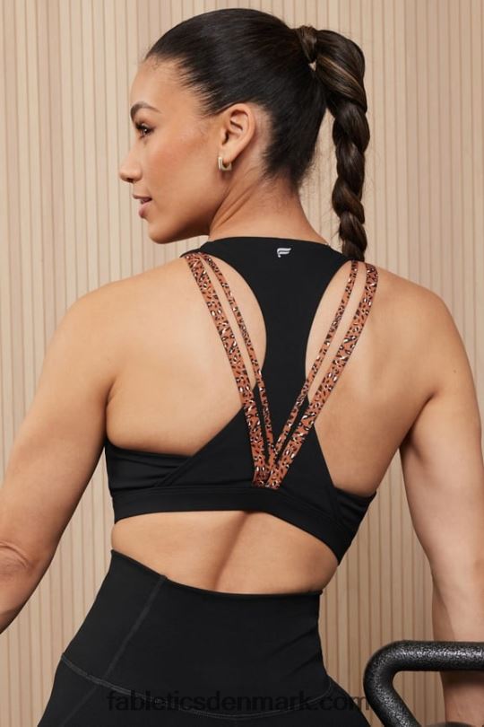 Fabletics Kvinder boost medium impact sports bh 122 PNX2T1794 sort/brændt okker bølget løve