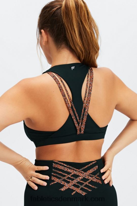 Fabletics Kvinder boost medium impact sports bh 122 PNX2T1794 sort/brændt okker bølget løve