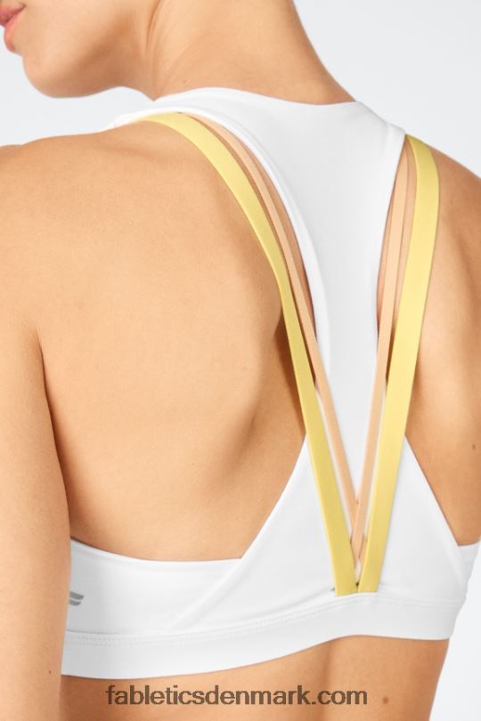 Fabletics Kvinder boost medium impact sports bh 124 PNX2T1804 hvid/citrondråbe/orange sorbet