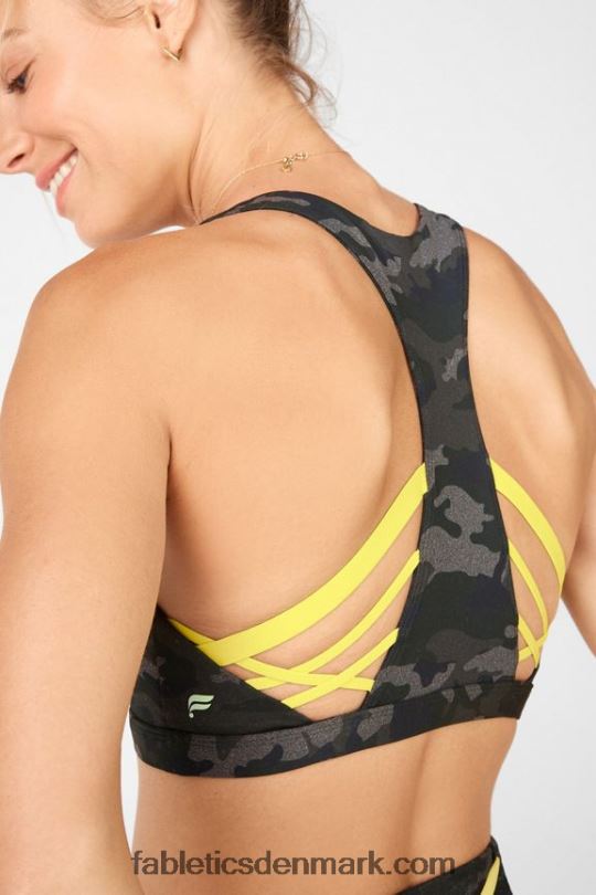Fabletics Kvinder boost medium impact sports bh 126 PNX2T1813 trækul camo/blad