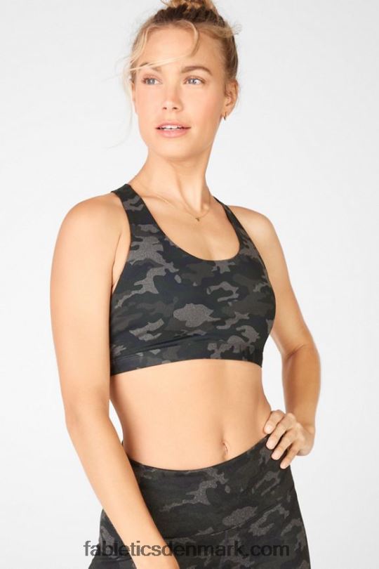 Fabletics Kvinder boost medium impact sports bh 126 PNX2T1813 trækul camo/blad