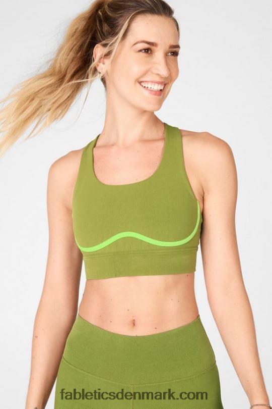 Fabletics Kvinder freya sculptknit sports-bh PNX2T1898 basilikum/grøn citrus/lyserød sky