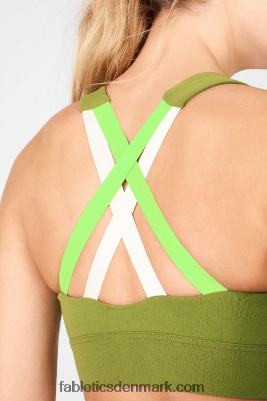 Fabletics Kvinder freya sculptknit sports-bh PNX2T1898 basilikum/grøn citrus/lyserød sky