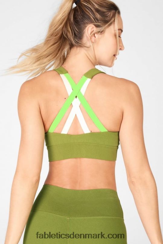 Fabletics Kvinder freya sculptknit sports-bh PNX2T1898 basilikum/grøn citrus/lyserød sky