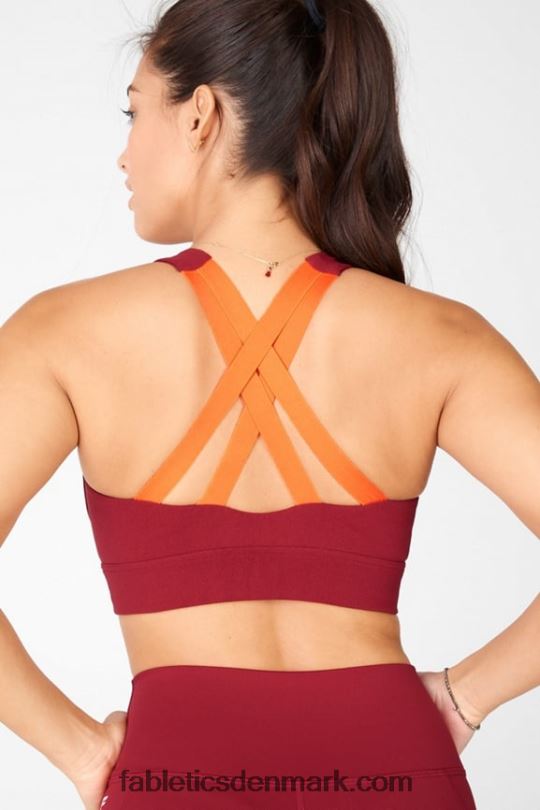 Fabletics Kvinder freya sculptknit sports-bh PNX2T1899 mursten/mandarin