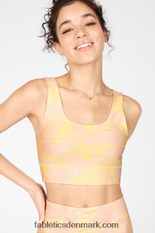 Fabletics Kvinder harlow vendbar sports-bh med medium slagkraft PNX2T1874 marmor/citroncreme