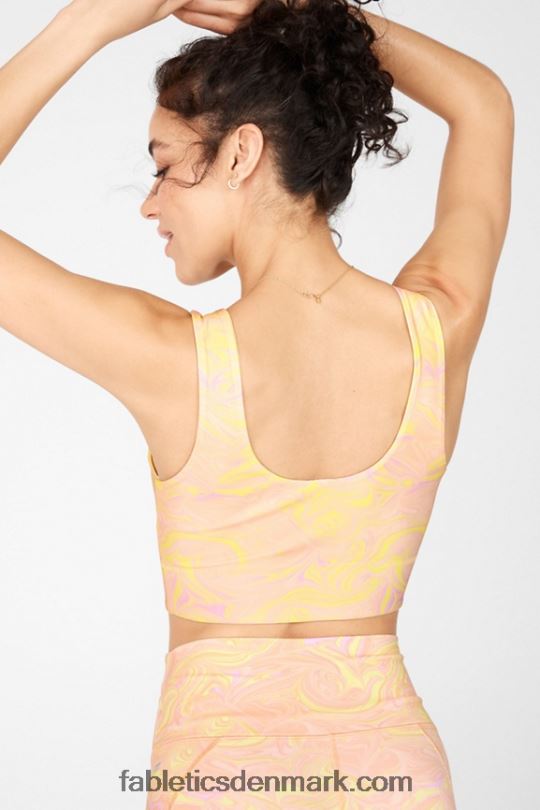 Fabletics Kvinder harlow vendbar sports-bh med medium slagkraft PNX2T1874 marmor/citroncreme