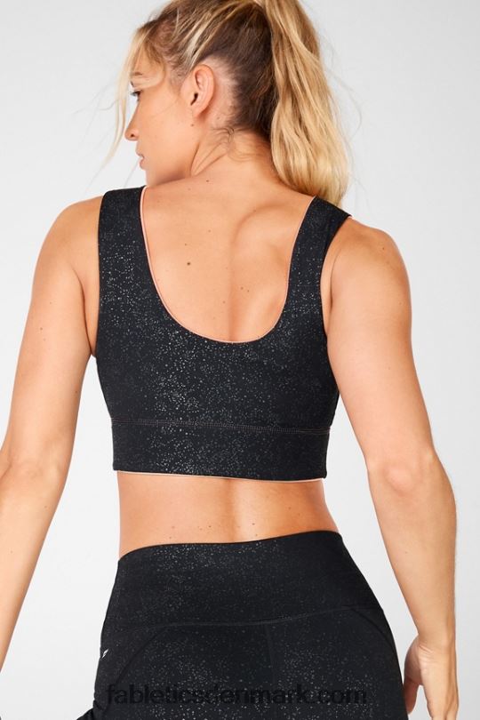 Fabletics Kvinder harlow vendbar sports-bh med medium slagkraft PNX2T1876 sort klar glitter/sød tærte