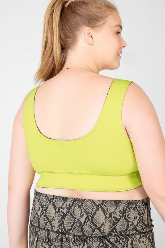 Fabletics Kvinder harlow vendbar sports-bh med medium slagkraft PNX2T1877 grønt krybdyr/blad