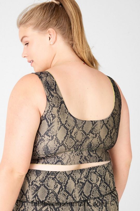 Fabletics Kvinder harlow vendbar sports-bh med medium slagkraft PNX2T1877 grønt krybdyr/blad