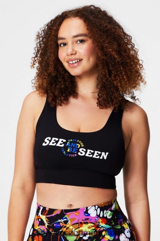 Fabletics Kvinder harlyn midi sports-bh med medium slagkraft PNX2T1849 sort kalejdoskopisk/sort