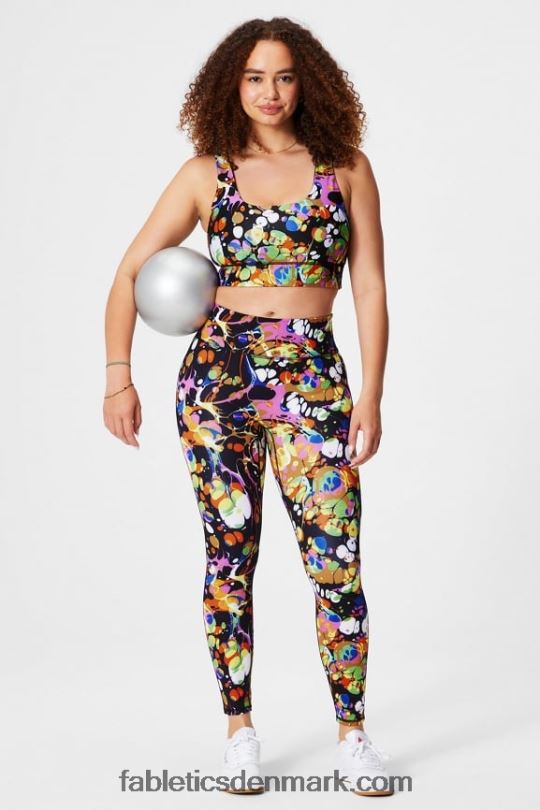 Fabletics Kvinder harlyn midi sports-bh med medium slagkraft PNX2T1849 sort kalejdoskopisk/sort