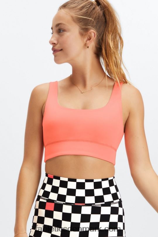 Fabletics Kvinder harlyn midi sports-bh med medium slagkraft PNX2T1854 orange flamme/silke