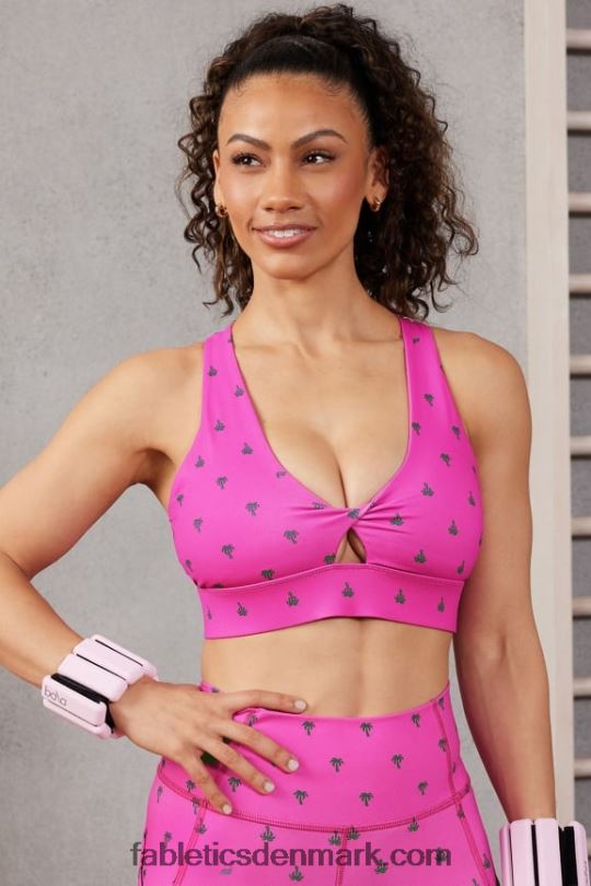 Fabletics Kvinder oasis twist sports bh 105 PNX2T1702 pink escape palm palme
