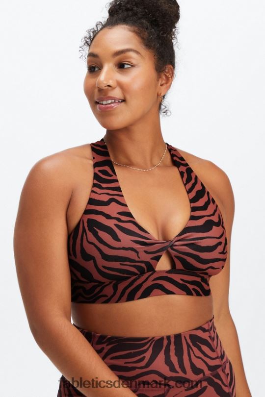 Fabletics Kvinder oasis twist sports bh 109 PNX2T1720 mahogni zebraslag