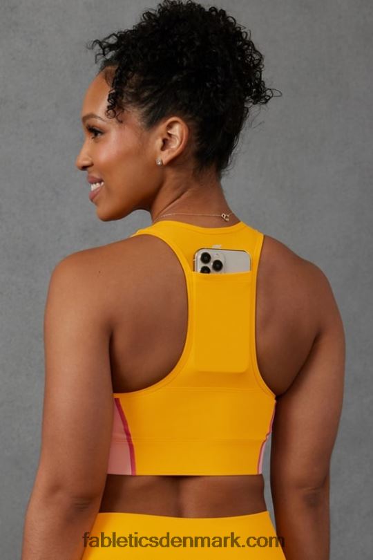 Fabletics Kvinder on-the-go medium impact sports bh 111 PNX2T1738 eftermiddagssol/lyserød smørcreme