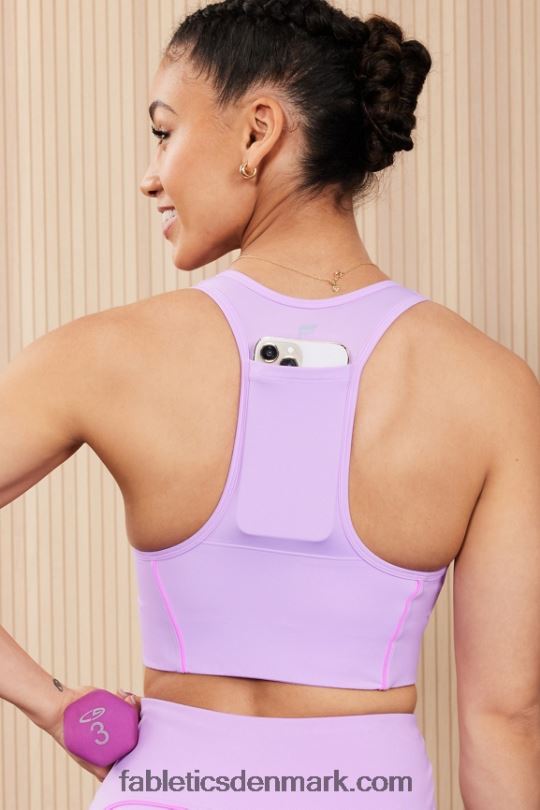 Fabletics Kvinder on-the-go medium impact sports bh 112 PNX2T1743 lilla cosmo/pink escape