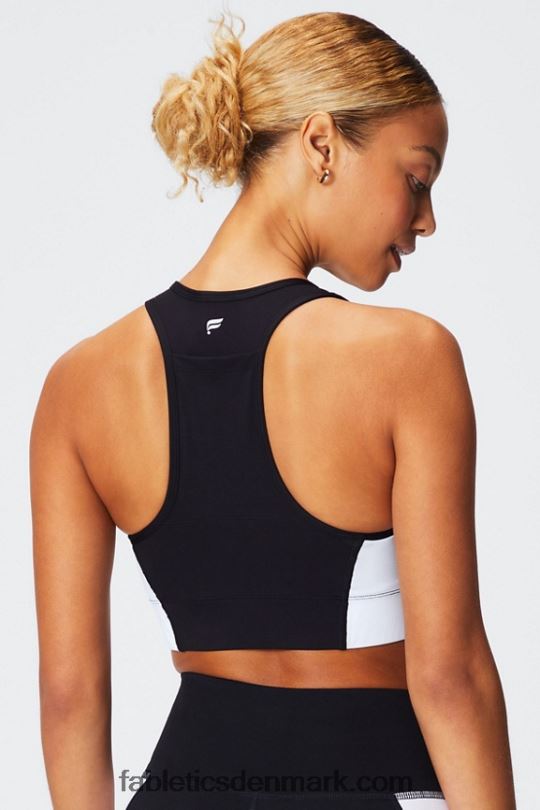 Fabletics Kvinder on-the-go medium impact sports bh 113 PNX2T1744 sort/klassisk hvid