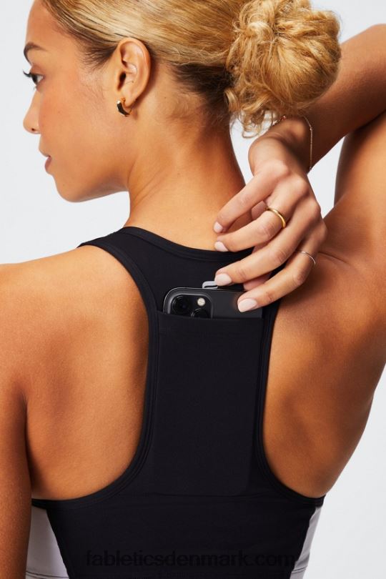 Fabletics Kvinder on-the-go medium impact sports bh 113 PNX2T1744 sort/klassisk hvid