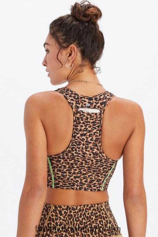Fabletics Kvinder on-the-go medium impact sports bh 113 PNX2T1748 bølget gepard/highlighter