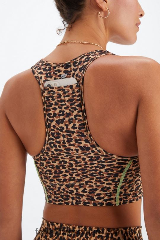 Fabletics Kvinder on-the-go medium impact sports bh 113 PNX2T1748 bølget gepard/highlighter