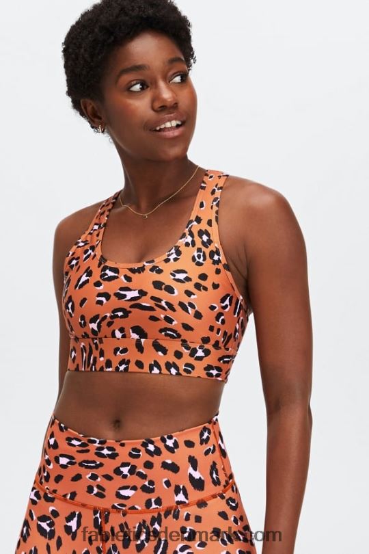 Fabletics Kvinder on-the-go medium impact sports bh 115 PNX2T1755 brændt okker bølget løve