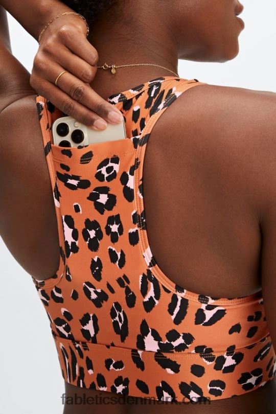 Fabletics Kvinder on-the-go medium impact sports bh 115 PNX2T1755 brændt okker bølget løve