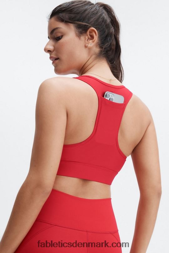 Fabletics Kvinder on-the-go medium impact sports bh 115 PNX2T1760 haute rød