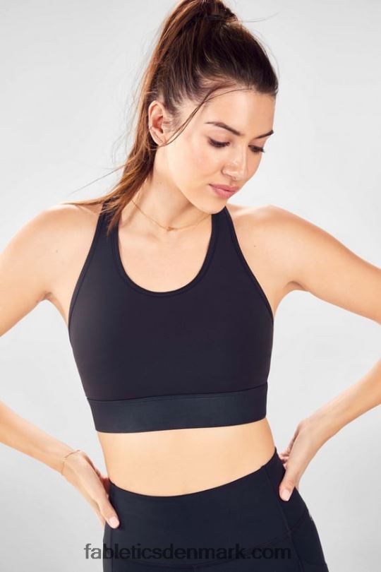 Fabletics Kvinder on-the-go medium impact sports bh 116 PNX2T1763 sort glans