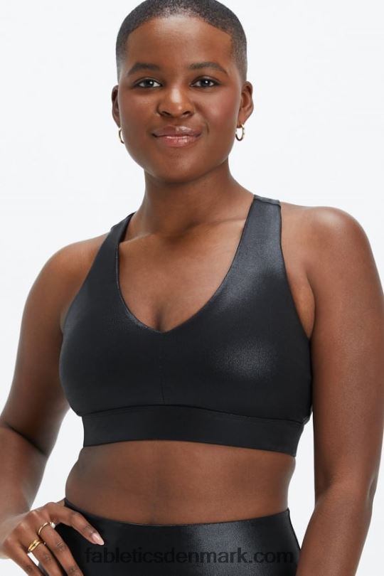 Fabletics Kvinder on-the-go midi medium impact sports bh 127 PNX2T1820 sort tågefolie