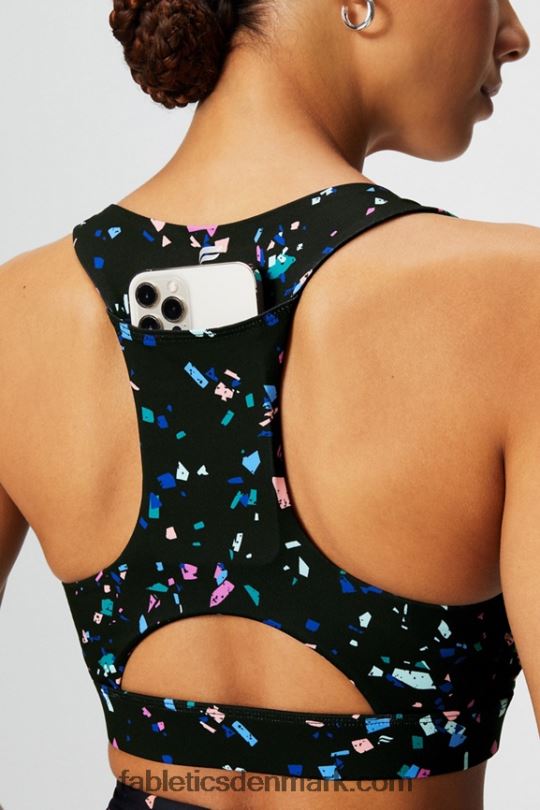 Fabletics Kvinder on-the-go midi medium impact sports bh 128 PNX2T1825 sort terrazzo
