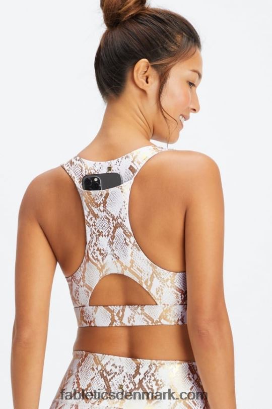 Fabletics Kvinder on-the-go midi medium impact sports bh 128 PNX2T1827 kobberfolie slange