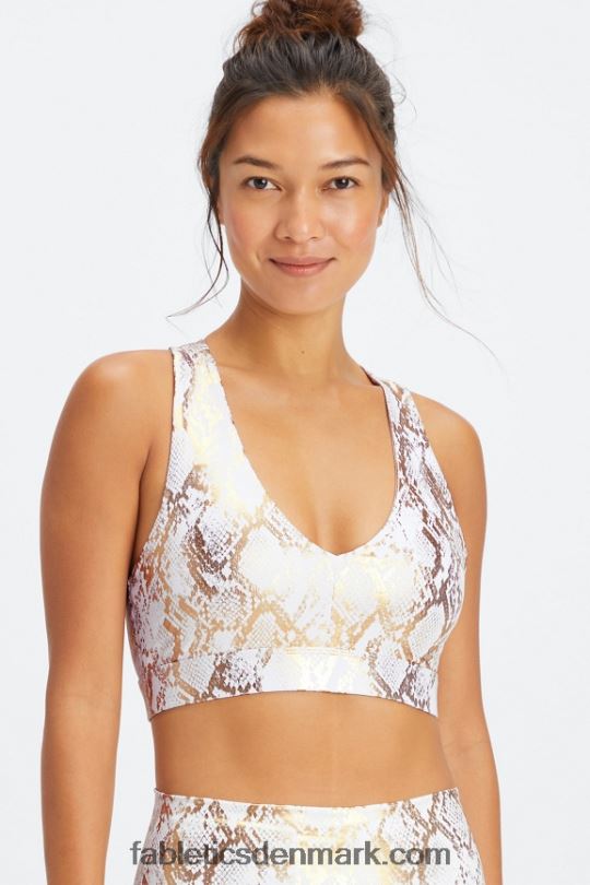 Fabletics Kvinder on-the-go midi medium impact sports bh 128 PNX2T1827 kobberfolie slange