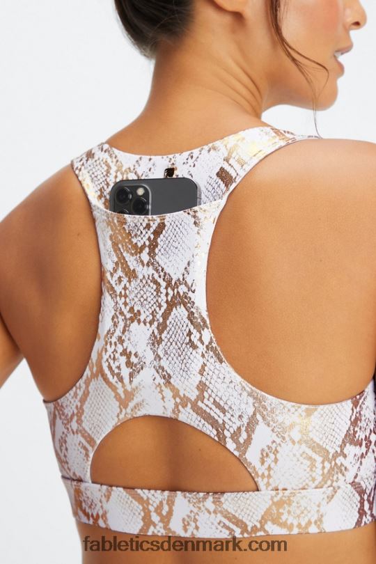 Fabletics Kvinder on-the-go midi medium impact sports bh 128 PNX2T1827 kobberfolie slange