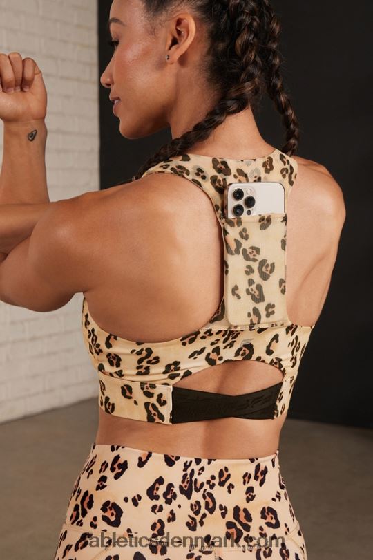 Fabletics Kvinder on-the-go midi medium impact sports bh 128 PNX2T1828 ørkenleopard