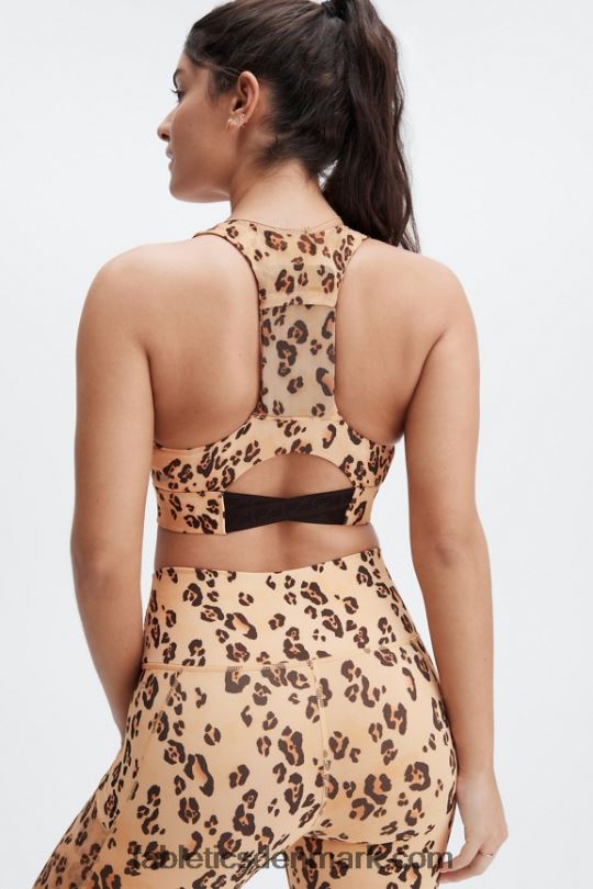 Fabletics Kvinder on-the-go midi medium impact sports bh 128 PNX2T1828 ørkenleopard