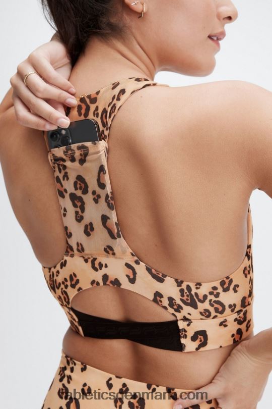 Fabletics Kvinder on-the-go midi medium impact sports bh 128 PNX2T1828 ørkenleopard