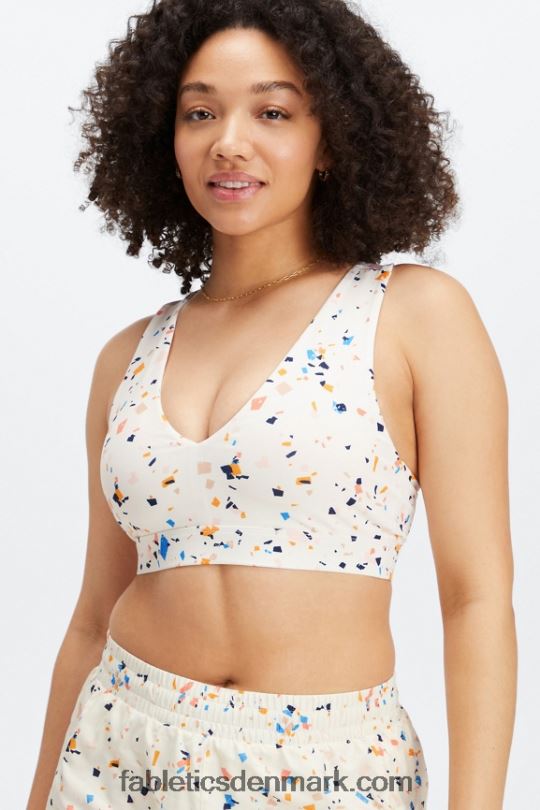 Fabletics Kvinder on-the-go midi medium impact sports bh 129 PNX2T1830 terrazzo/reflekterende logo