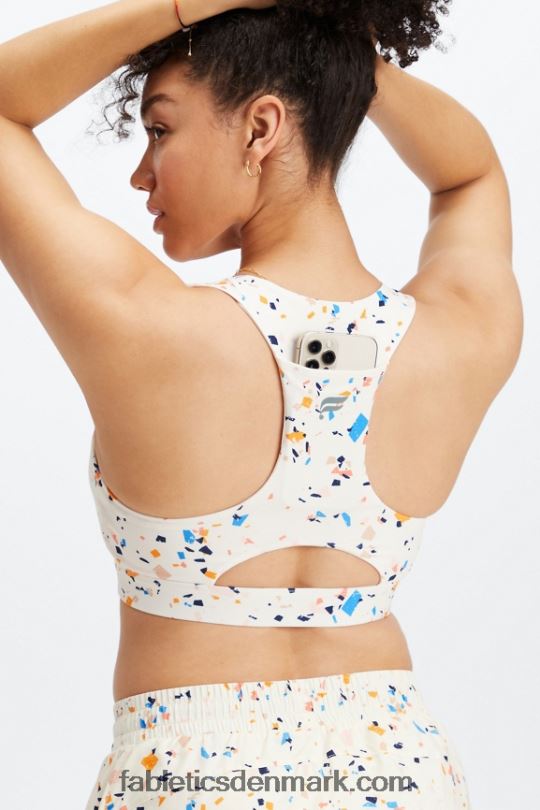 Fabletics Kvinder on-the-go midi medium impact sports bh 129 PNX2T1830 terrazzo/reflekterende logo